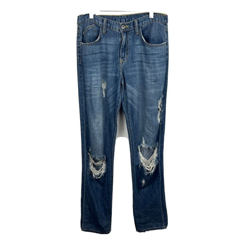 CarMar David Jeans 26 Womens Blue Distressed Straight Leg Boyfriend Relaxed
